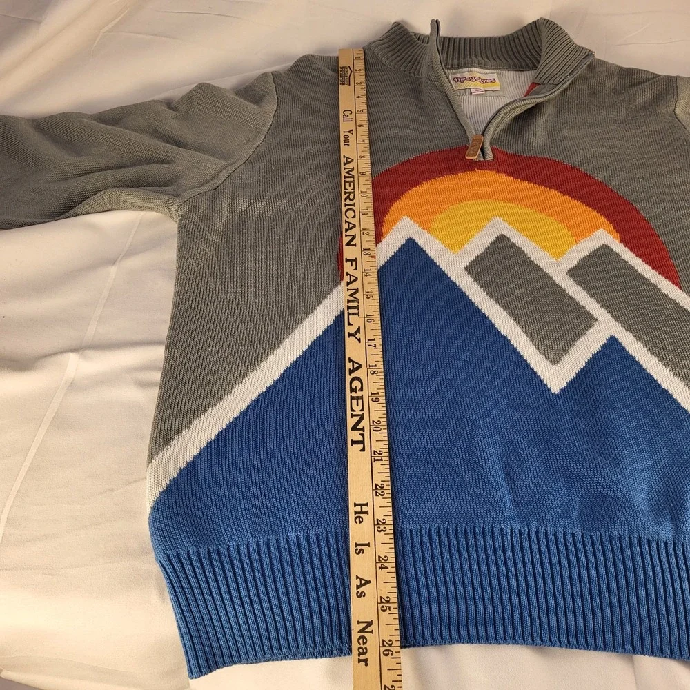 Tipsy Elves Mens XL Quarter Zip Sweater Blue Mountain Sunrise